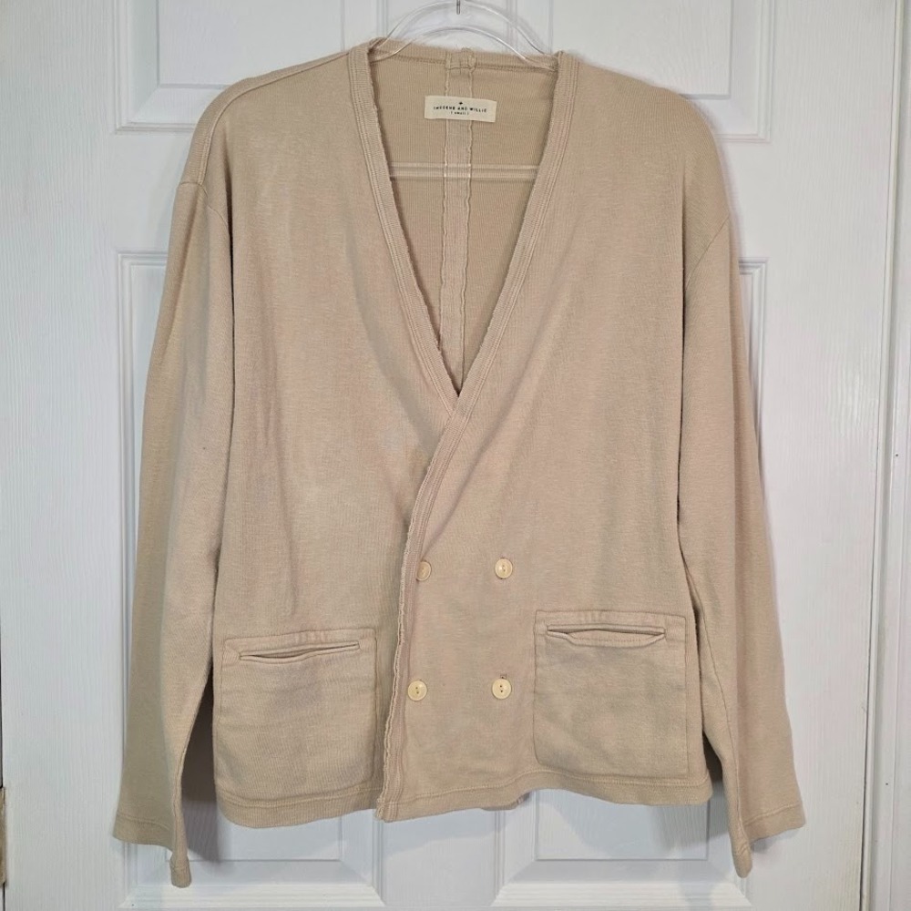Imogene + Willie Women's‎ S Distressed Double Breasted Knit Cardigan Tan/Beige